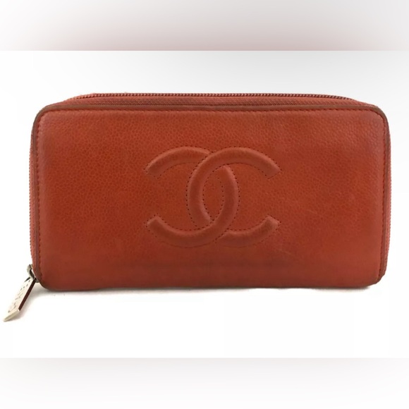 CHANEL Handbags - CHANEL CC Logo Caviar Skin Zip Around Long Wallet